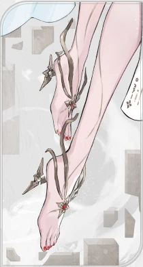 Golden vine anklets wrapped around bare feet, set with star-shaped rubies